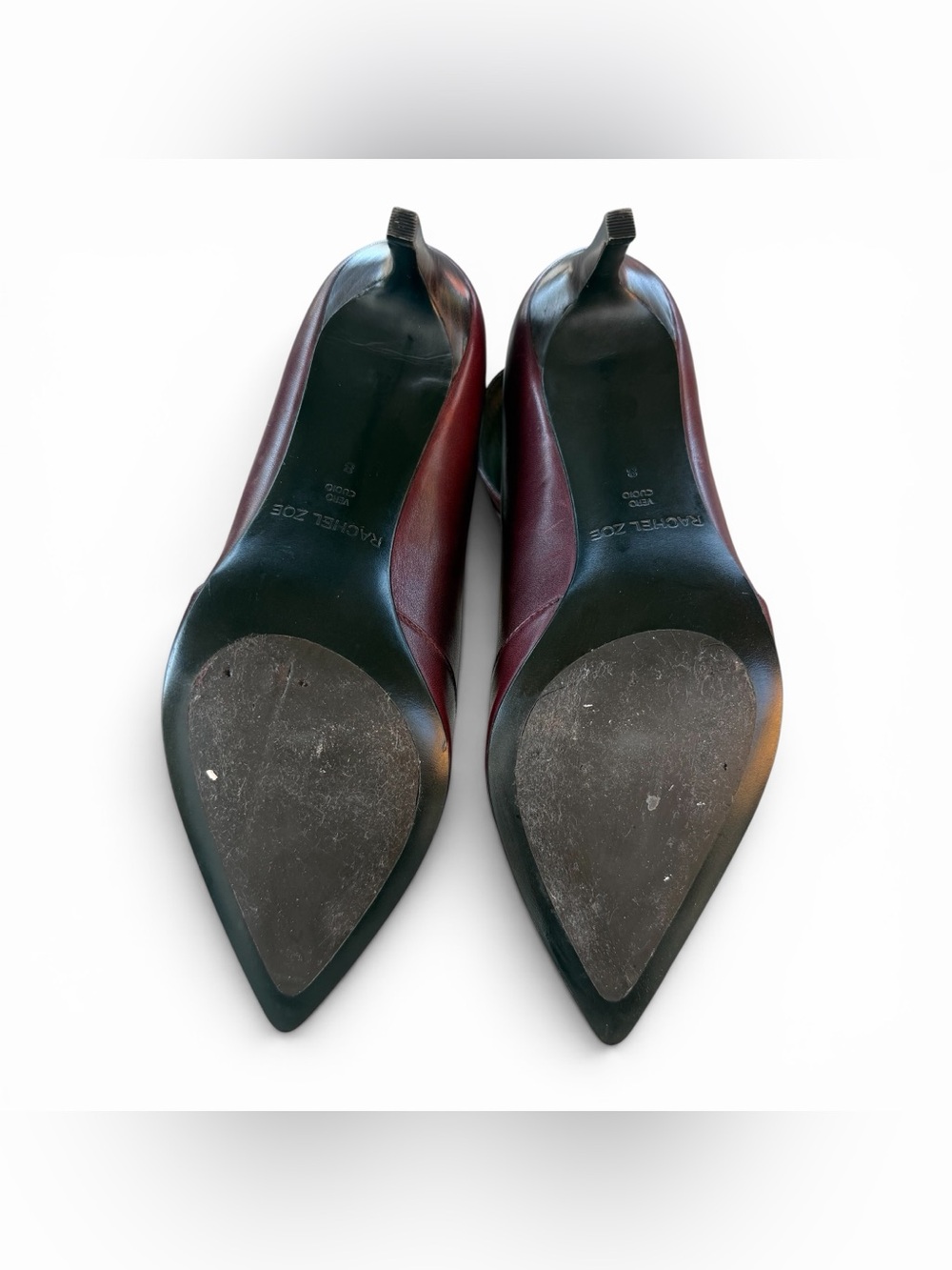 Rachel Zoe Burgundy Pointed Ankle-Strap Pumps with Gold Buckles - Picture 11 of 12